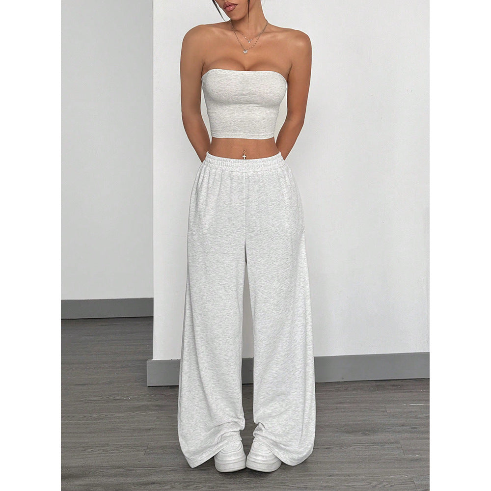 European and American Hip-Hop Cross-Border Straight-Leg Casual Pants for Women2025Summer New Loose Solid Color Wide-Leg Trendy Versatile Long Pants