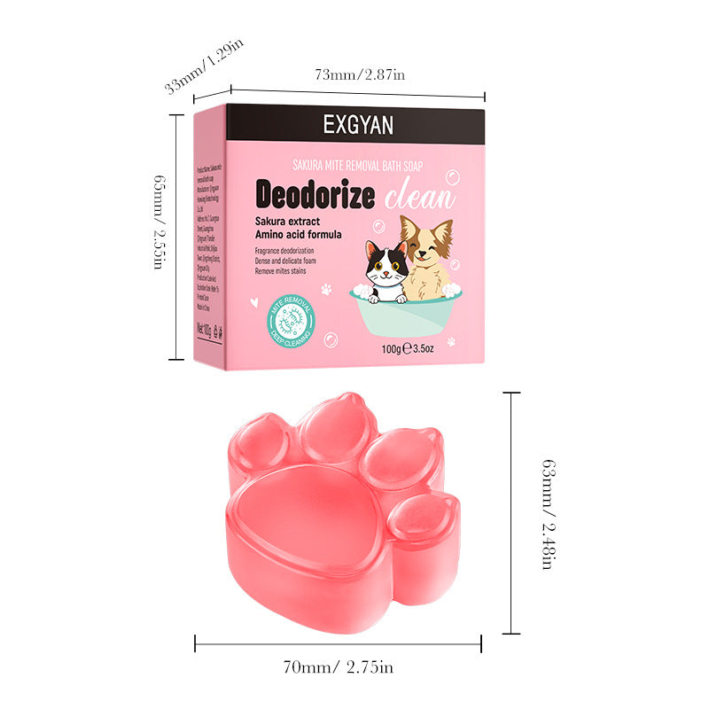 Full English EXGYAN Pet Sakura Cleansing Soap Cleaning Pet Hair Handmade Soap Cross-Border Wholesale