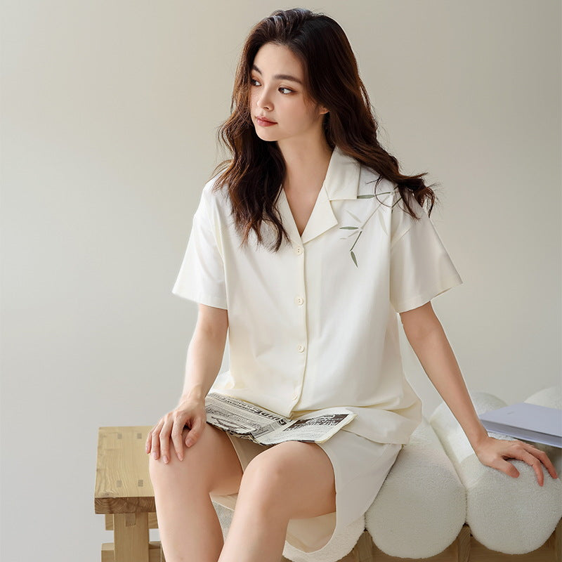 Summer New Cotton Cardigan Pajamas for Women, Thin High-End Feel, Men's Loungewear, Casual Wearable Couple Pajamas