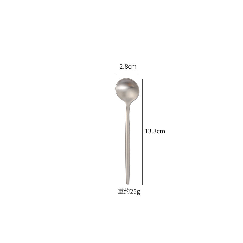 Cross-Border304Stainless Steel Portuguese Cutlery Set Knife Fork Spoon Round Handle Thick Western Cutlery Nordic Hotel Steak Knife