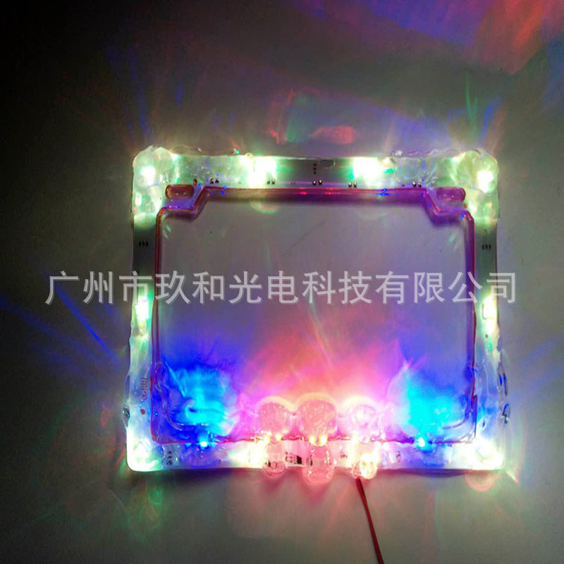 摩托车改装配件12V七彩车牌框灯 骷髅头款LED牌照框 鬼火爆闪尾灯