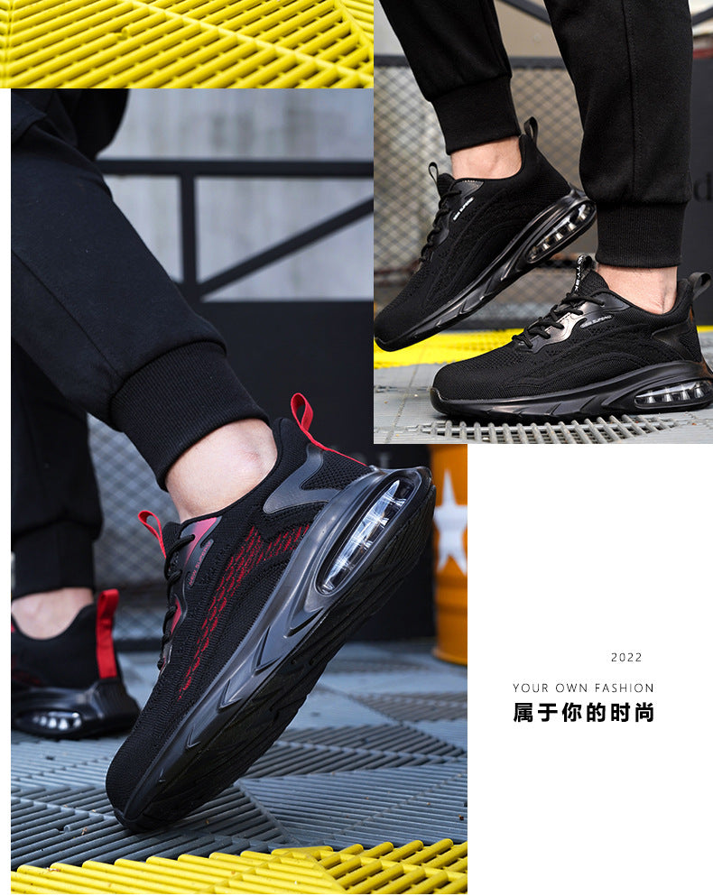 Zhen Gu Cross-Border Safety Shoes for Men and Women, Air Cushion Shock Absorption, Anti-Smash, Anti-Puncture, Breathable Safety Shoes with Steel Toe Cap for Men