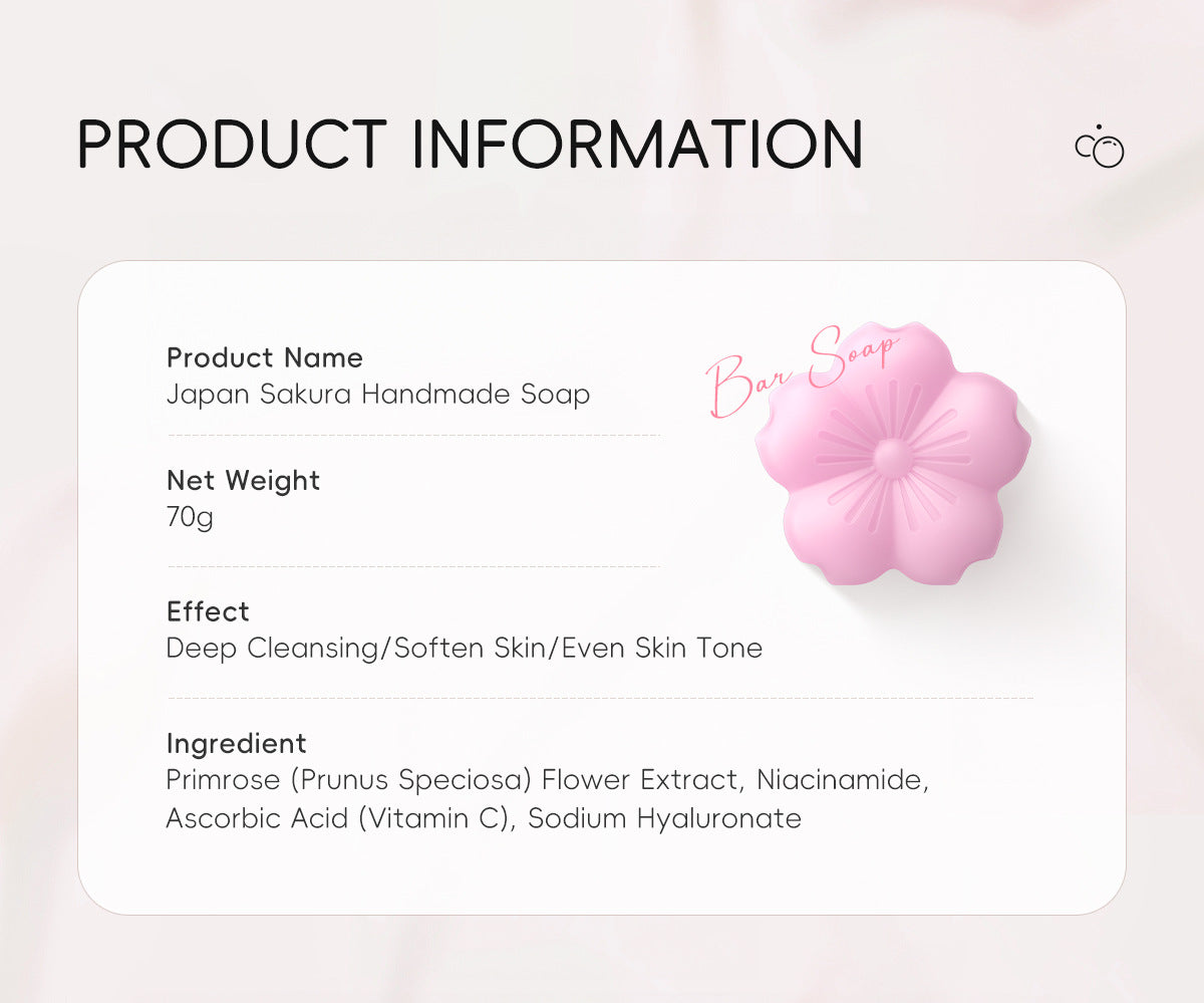 Plant Essential Oil Cherry Blossom Perfume Soap Refreshing Fragrance Bath Soap Full Body Use Long-lasting Scent Handmade Soap Export Soap
