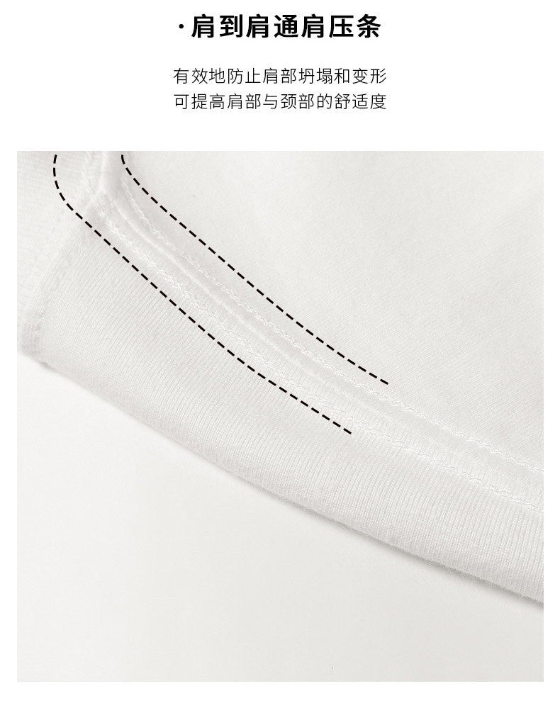 Heavy Cotton Wine Red Short Sleeve t Men's Summer T-shirt2025New American High Street Style T Loose Casual T-Shirt