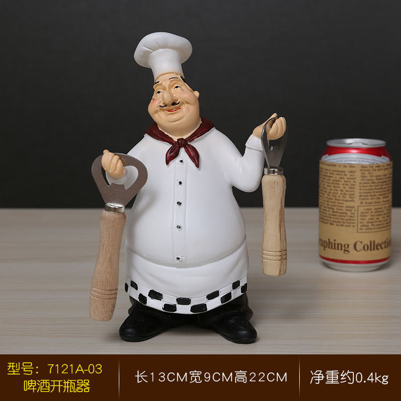 美式乡村创意树脂厨师摆件 家居餐厅咖啡厅时尚装饰功能摆件批发