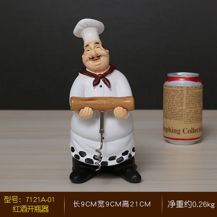 美式乡村创意树脂厨师摆件 家居餐厅咖啡厅时尚装饰功能摆件批发