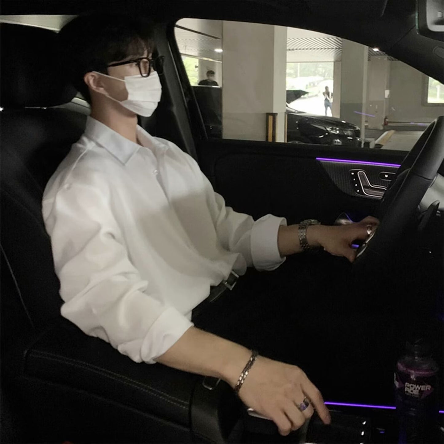 Light Mature High-End Feel Non-Iron Solid White Shirt Men's Draped Korean Style Loose Plus Size Casual Long Sleeve Base Shirt