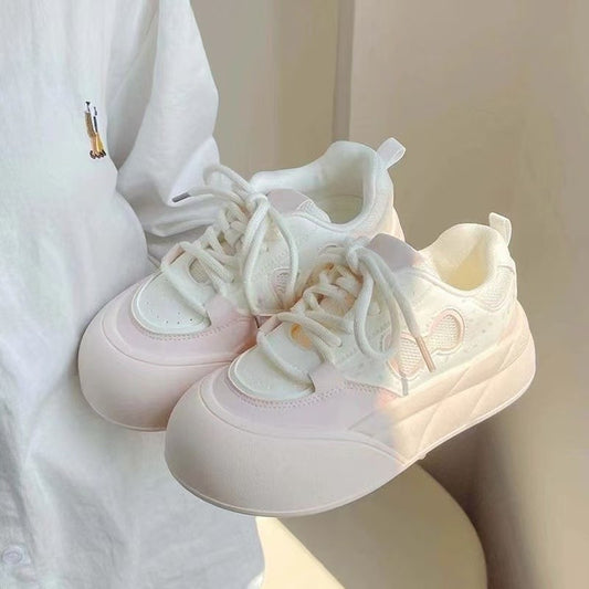 Women's Thick-Soled Height-Increasing White Sneakers2025New Autumn Milk fufu Shoes Casual Sports Sneakers Big Toe Loafers