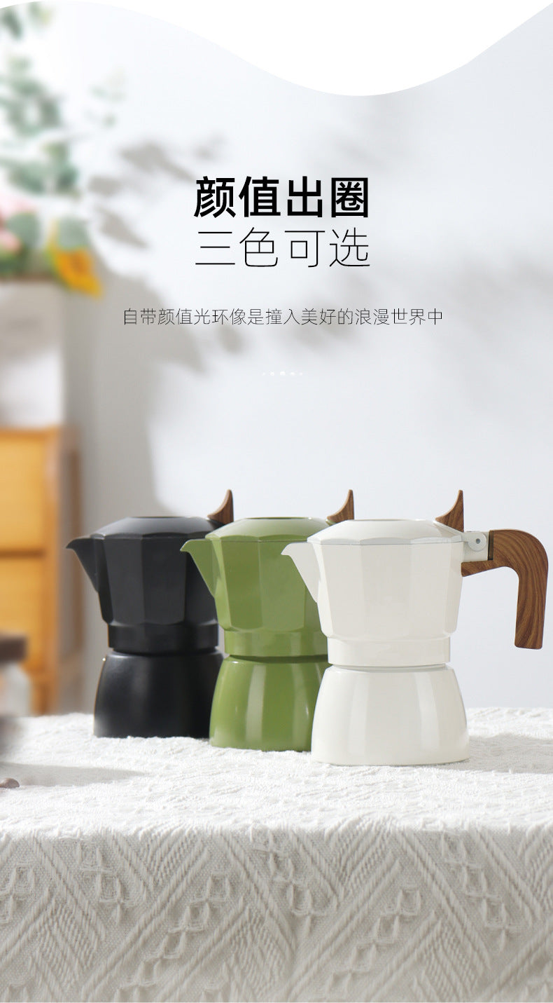 Moka Pot Home Use Small Coffee Pot Coffee Brewing Set Double Valve Hand Brew Pot Espresso Extraction Italian Coffee Machine