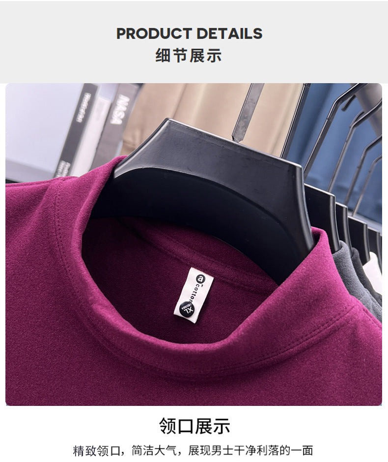 Cross-border foreign trade high-end pony embroidery men's long sleeve t Half Turtleneck Thermal Base Layer Shirt for Men Inner Wear