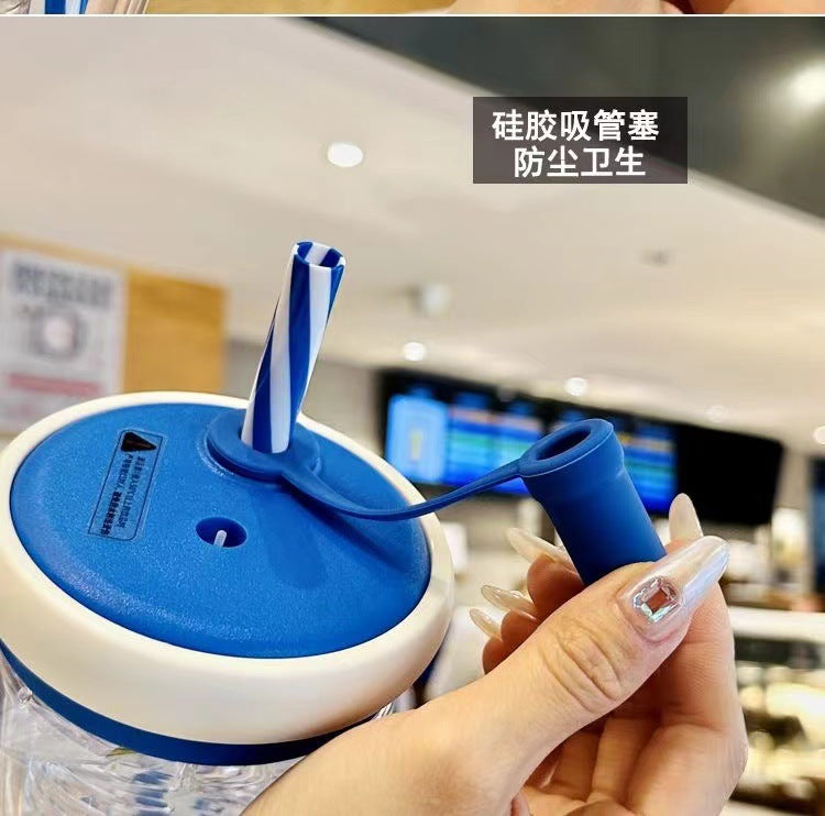 Water Cup for Girls, High Aesthetic Summer Cute Portable Ultra-light Self-contained New Style with Tea Infuser, Internet Celebrity Straw Space Cup
