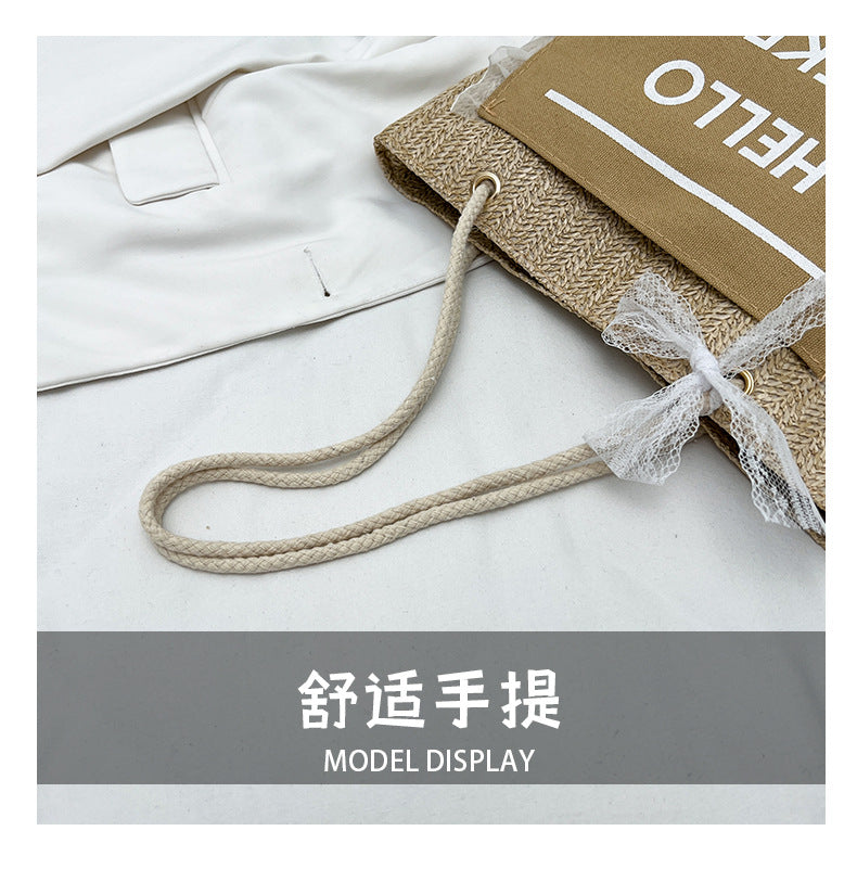 2025Large Capacity Elegant Korean Style Bag for Women Linen Canvas Bag Fashionable Eco-friendly Shopping Bag Single Shoulder Casual Handbag