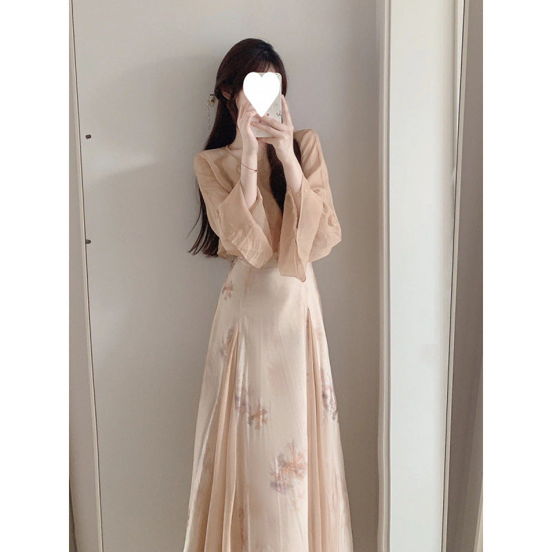 Yuelonggauze2025New Chinese Style National Style Dress Cool Zen Set Ancient Style Wabi-Sabi Dress Tea Dress Cheongsam Dress