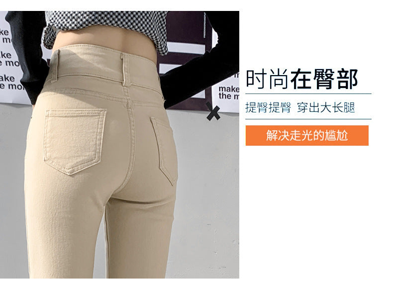High Waist Gray Small Straight Jeans Women's Spring Clothes2025New Year's Slimming Asymmetric Cigarette Pants Nine-Tenths Length for Petite Figures