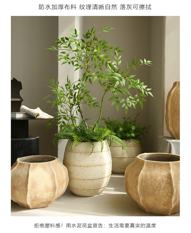 Silent Wind Cement Vase Flower Pot Indoor Living Room Desktop Decoration Entrance TV Cabinet Homestay Soft Decoration Flower Arrangement Ornament