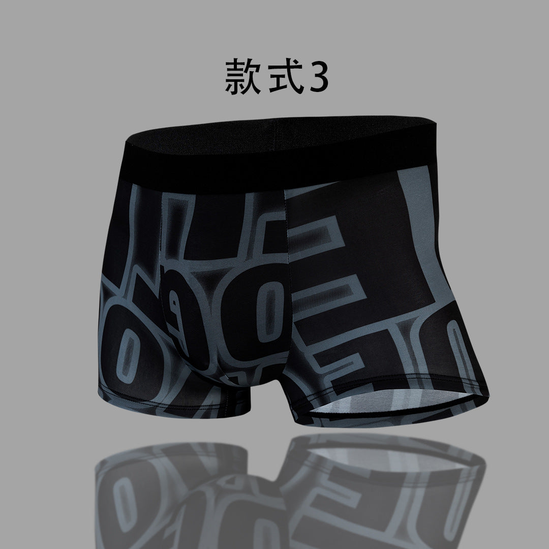 Cross-Border Men's Underwear Ice Silk Sports Breathable Plus Size Summer Thin Trendy Mid-Waist Boxer Shorts http://detail.1688.com/offer/882092809043.html