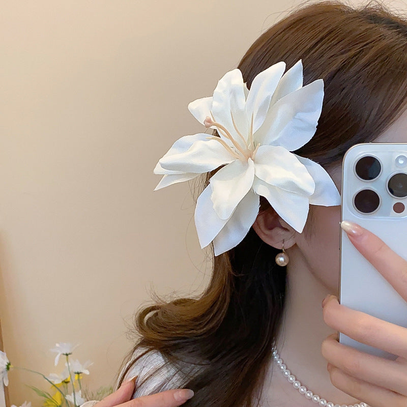 Super Fairy Vacation Style Fabric Flower Hair Clip Side Bangs Broken Hair Duckbill Clip Gentle Atmosphere Versatile Hair Accessory for Women
