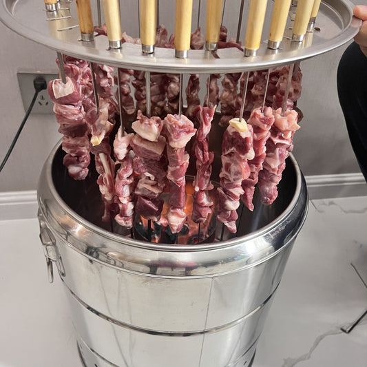 Charcoal BBQ Grill for Home Indoor Smokeless Carbon Skewer Machine Outdoor Small Stainless Steel Hanging Grill BBQ Rack Full Set