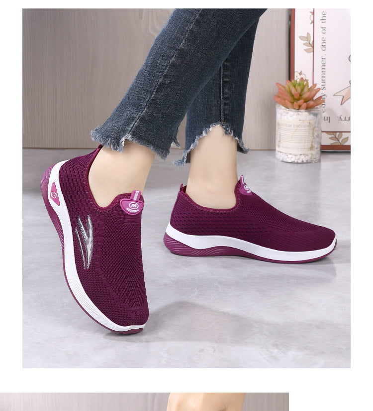 Old Beijing Cloth Shoes for Men, Slip-On Woven Surface Walking Shoes, Elderly Shoes, Non-Slip Soft Sole Casual Sports Shoes