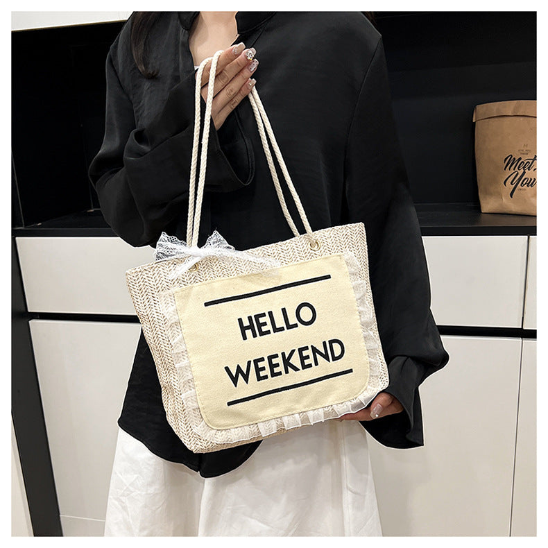 2025Large Capacity Elegant Korean Style Bag for Women Linen Canvas Bag Fashionable Eco-friendly Shopping Bag Single Shoulder Casual Handbag