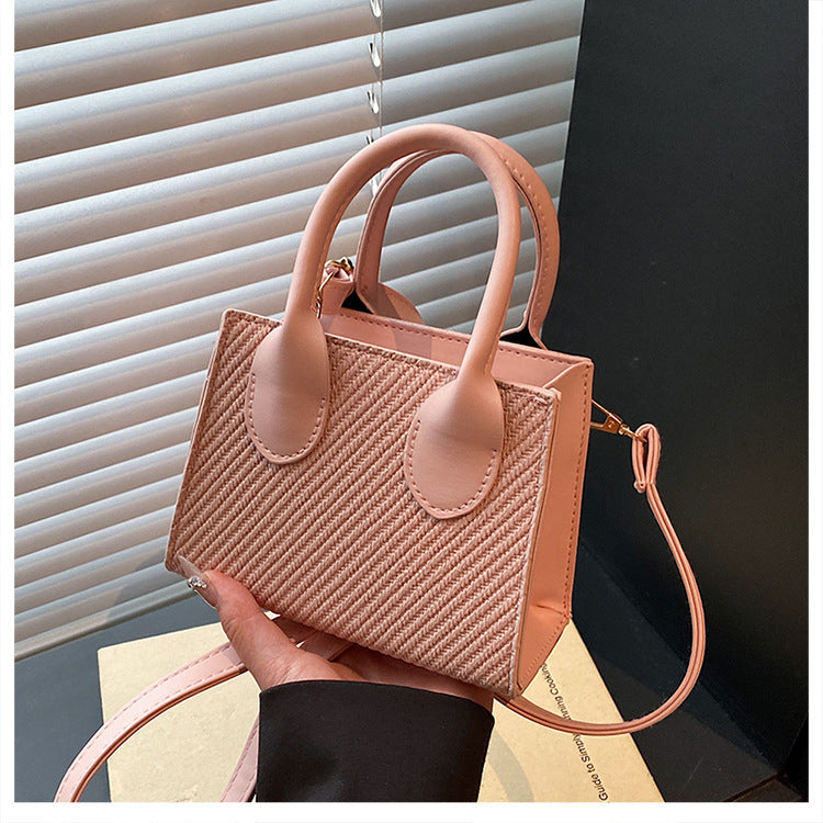 Korean Style Simple Crossbody Personality Small Square Bag2024Summer new style casual stylish single-shoulder bag corduroy handbag