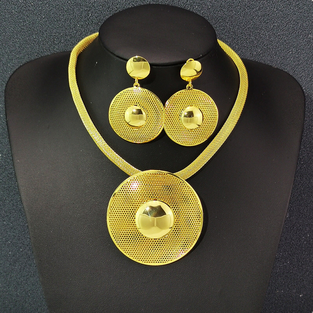 Various Dubai Sets for Women24K Gold Color Big Flower Pendant Necklace and Earrings Wedding Party African Set