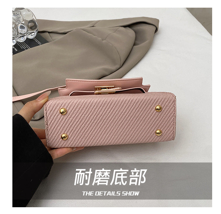 Bag2024New Fashion Small Square Bag Texture PU Handbag Retro Simple Shoulder Bag Trendy Versatile Crossbody
