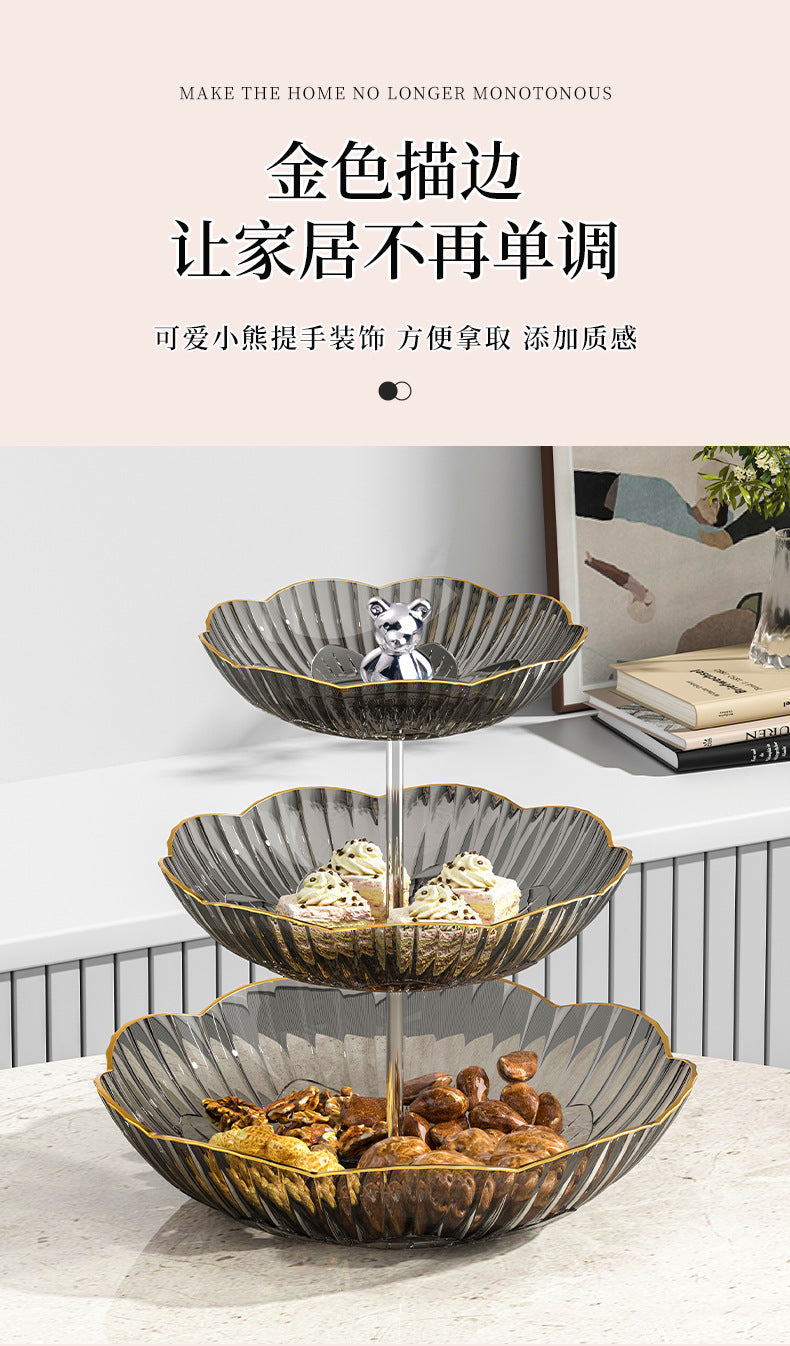 Multi-layer Fruit Plate High-end Luxury Style Home Living Room Snacks Nuts Candy Dried Fruits Fruit Plate Tea Pastry Dessert Plate