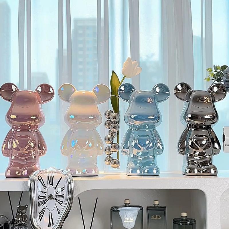 Chinese Style Violent Bear Ornament High-end Ceramic Living Room Entrance TV Cabinet Wine Cabinet Money Box Home Decoration Gift