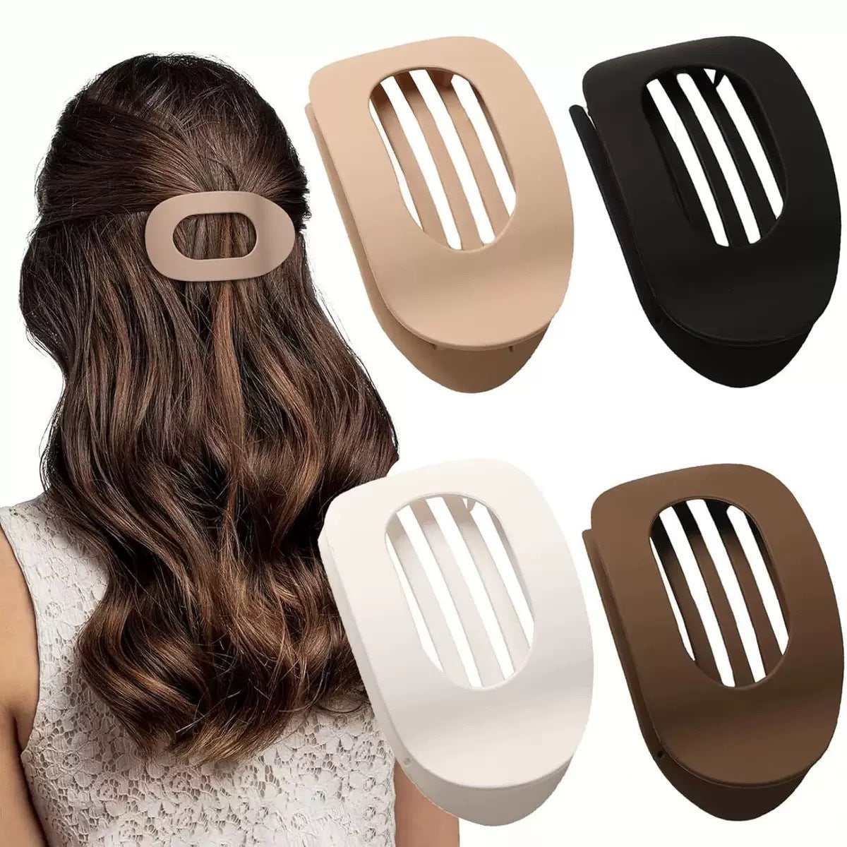 Cross-Border New Hot-Selling Flat Oval Hair Clip Duckbill Clip Strong Grip Back of Head Hair Bun Simple Clip Hair Accessory