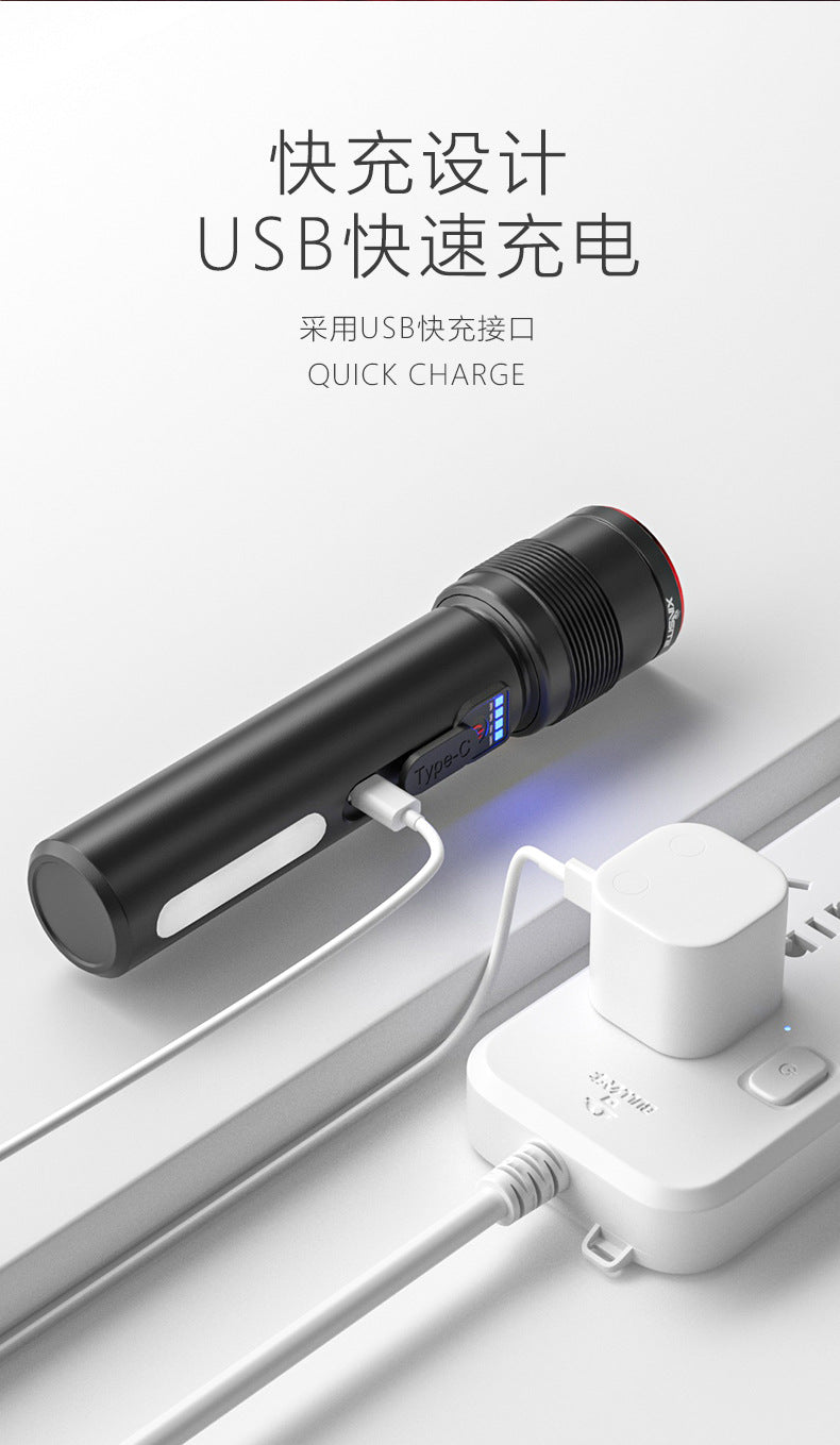 Cross-border Hot-Selling White Laser High-Intensity Side Light COB Zoom Long-Range Multi-Function Flashlight