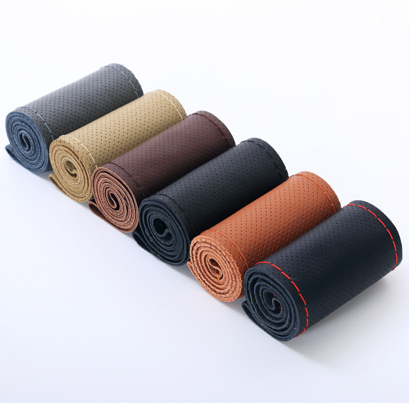 Genuine Leather Steering Wheel Cover Car Cowhide Grip Cover All Season Universal New