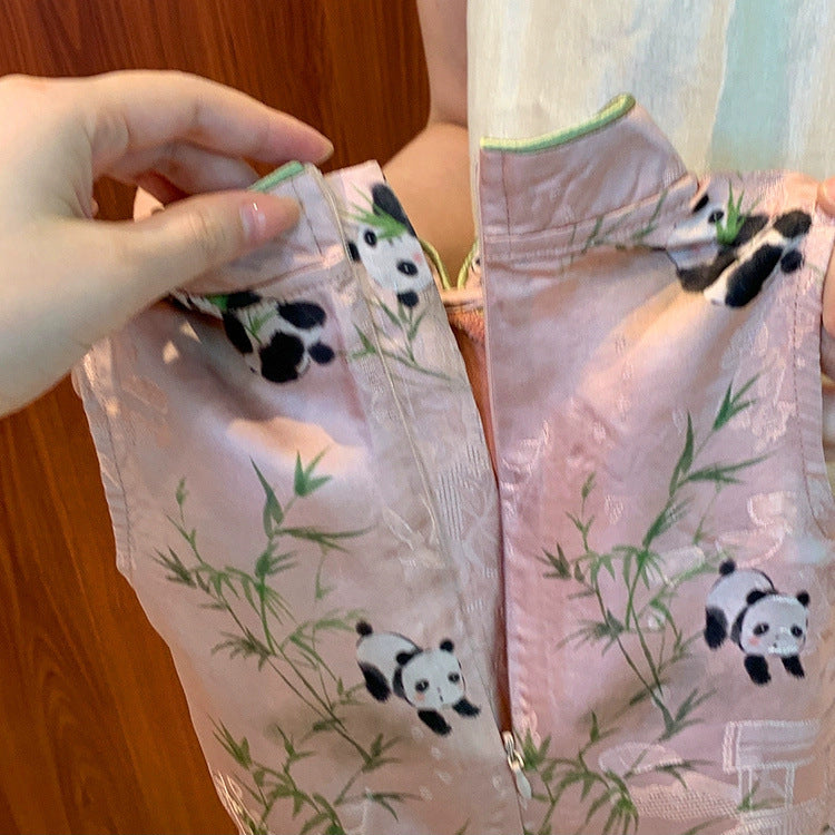 Sweet Little Girl Chinese Style Outfit Summer New One-Year-Old New Chinese Style Baby Girl Stylish Vest Pants Two-Piece Set