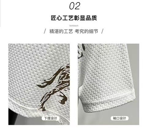 Foreign Trade Ice Silk Short Sleeve t Men's Summer Trendy Brand Short Sleeve T-Shirt2025New casual quick-dry men's top