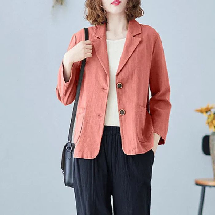 Cotton and Linen Blazer Small Suit2025Spring and Autumn New Loose Artistic Versatile Long Sleeve Casual Elegant Sun Protection Shirt for Women
