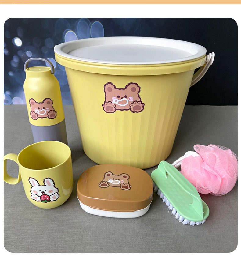 Back-to-School Season Toiletries Set Washbasin Bucket Tooth Cup Soap Dish Shoe Brush for Male and Female Students Dormitory11Set