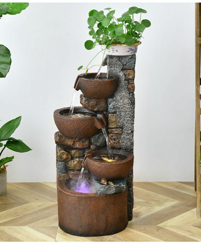Pastoral External Circulation Water Pool Fountain Fish Tank Ornament for Home Living Room Courtyard Entrance Opening Decoration Zhao Zhi Zheng