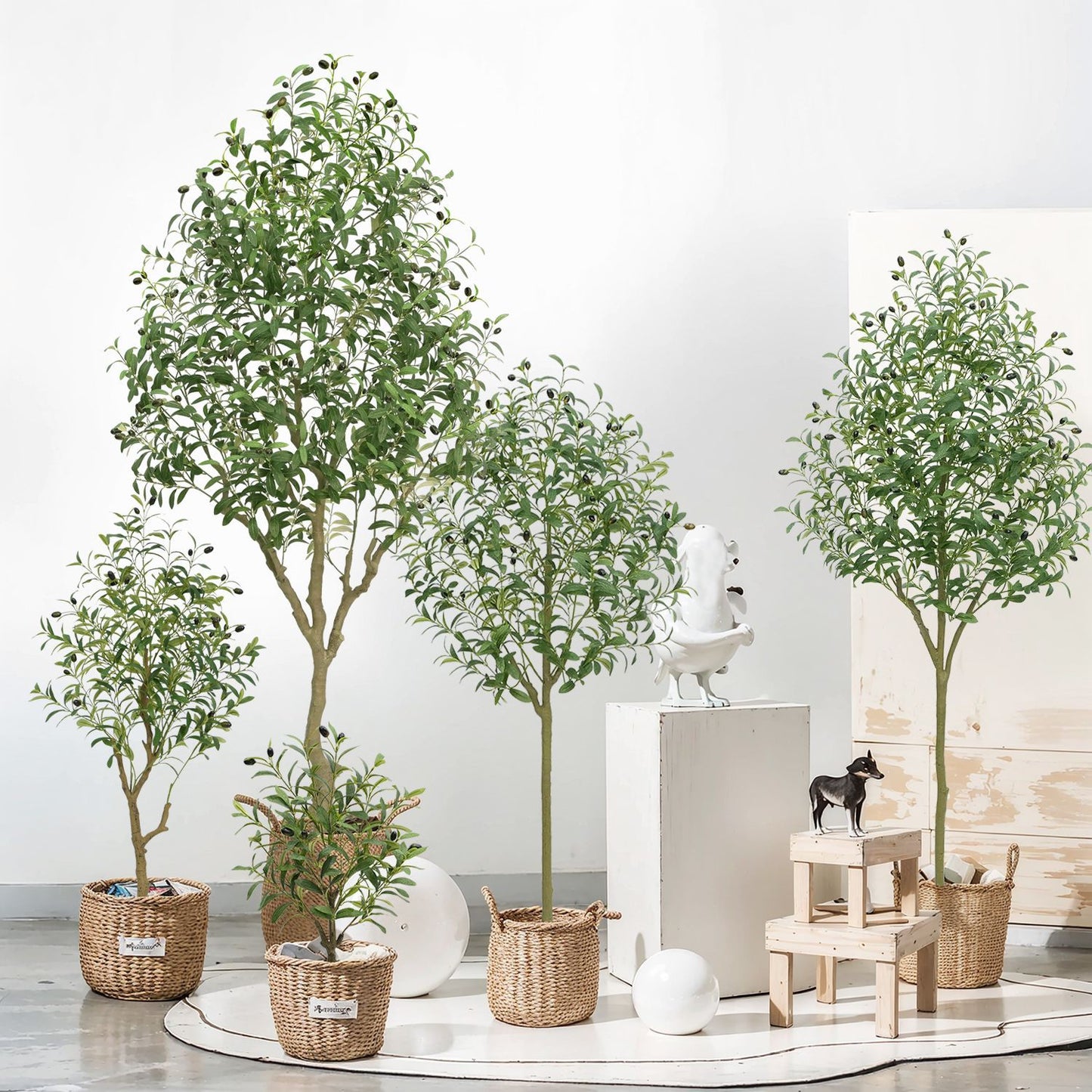 Artificial Plants Amazon Foreign Trade Wholesale Fake Tree Potted Artificial Olive Tree Indoor Large Green Plant Floor Ornament