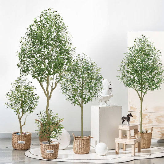 Artificial Plants Amazon Foreign Trade Wholesale Fake Tree Potted Artificial Olive Tree Indoor Large Green Plant Floor Ornament