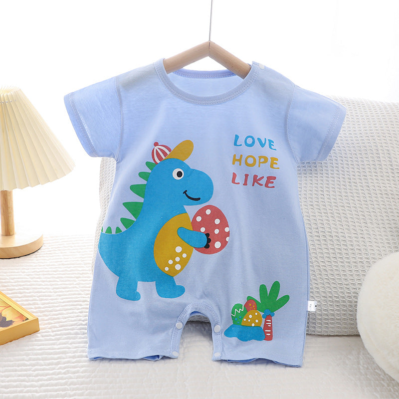 Summer New Infant Crawling Suit Pure Cotton Korean Version Thin Boys' Short Sleeve Girls' One-Piece Romper