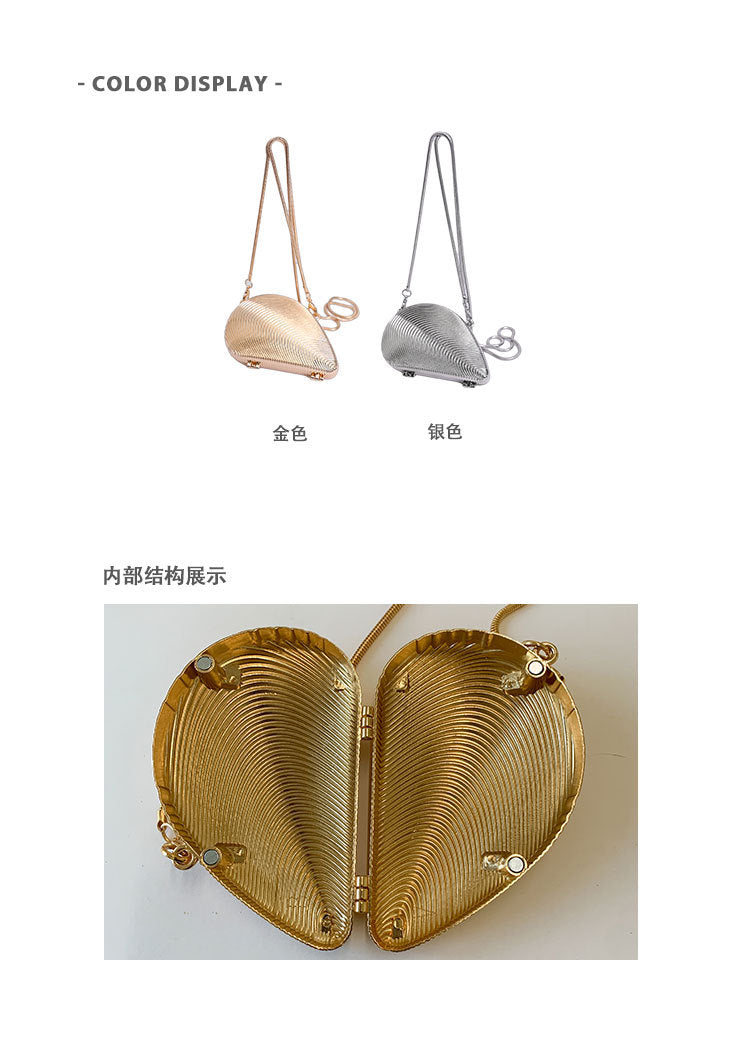 Mini2025Summer New Bag Niche Metal Shell Single Shoulder Chain Crossbody Bag Evening Fashion Small Bag for Women