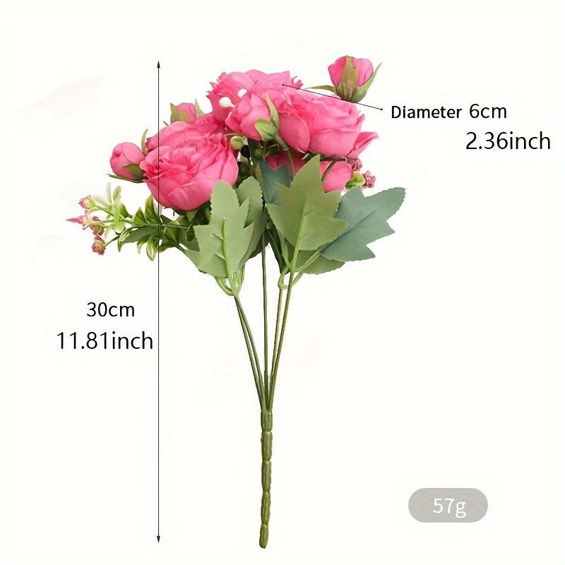 Artificial Bouquet Persian Rose5Head Bouquet Persian Rose Artificial Flower Wedding Arrangement Bride Handheld Flower Furniture Display