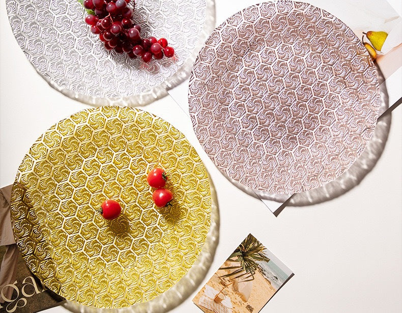 Western-style Glass Dinner Plate charger plate Wedding Banquet Decoration Plate High-Value Fruit Plate13inch pad plate