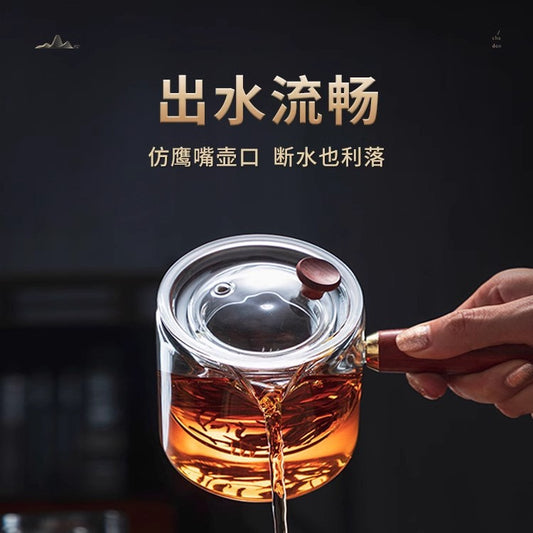 High Temperature Resistant Glass Filter Teapot Health Pot Side Wooden Handle Anti-scalding Teapot Tea Maker Flower Teapot Tea Set