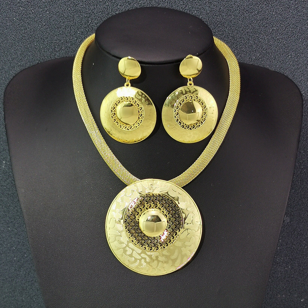 Various Dubai Sets for Women24K Gold Color Big Flower Pendant Necklace and Earrings Wedding Party African Set