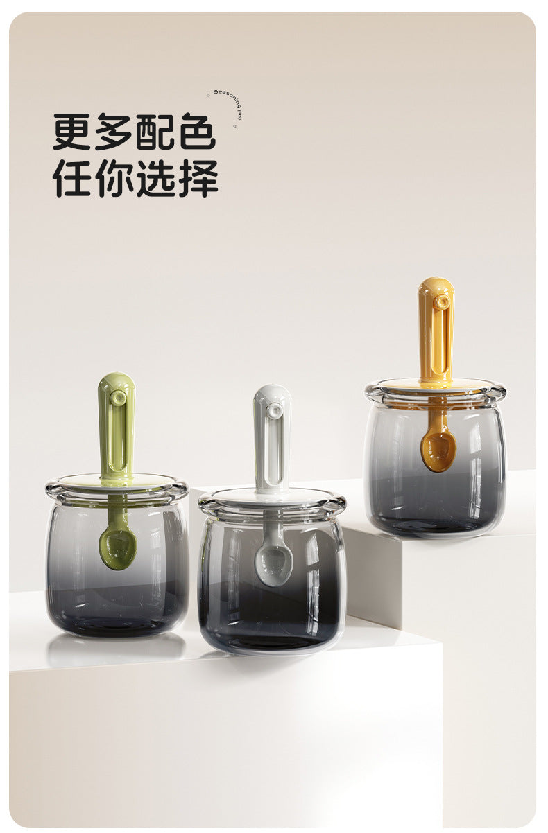 Adjustable Glass Seasoning Bottle Sealed Integrated Moisture-Proof Kitchen Seasoning Bottle Household MSG Salt Jar Set