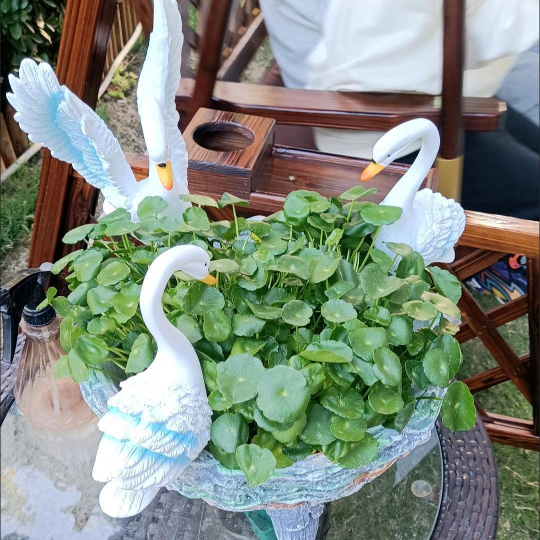 Creative Villa Outdoor Landscape Ornament Resin Green Radish Flower Pot Garden Courtyard Swan Pot Hydroponic Green Plant Container