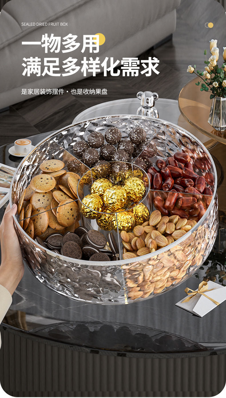 Dried Fruit Plate New Model for Living Room Coffee Table Home Use Light Luxury High-end Exquisite Compartmented Nut Candy Box Snack Display Tray