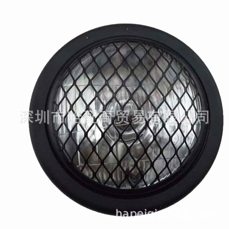 摩托车栏栅前大灯 CG125 GN125改装复古前大灯 头灯 复古网罩大灯