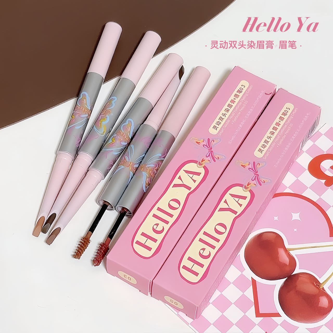 Hello YA Smart Dual-Head Eyebrow Dye Light Color Wild Eyebrow Pencil Natural Waterproof Sweatproof Long-Lasting Non-Fading1205